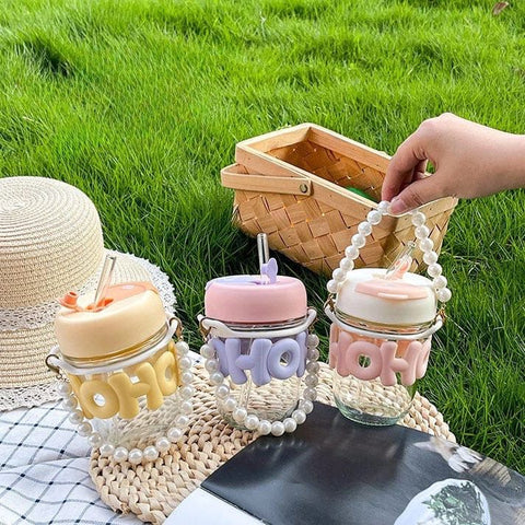 Cute Girl Transparent Glass Tumbler