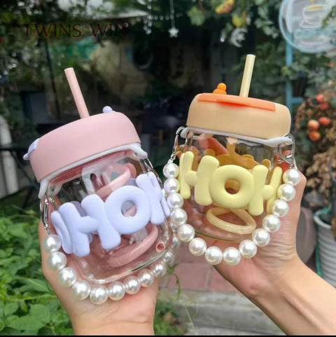 Cute Girl Transparent Glass Tumbler